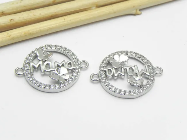 Link cubic zirconia mama 21x16mm argintiu (1buc)