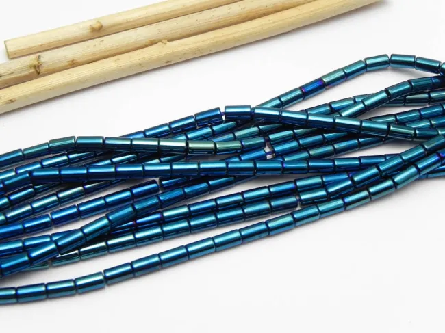 Margele de sticla 5x2.5mm albastru metalic (sirag)