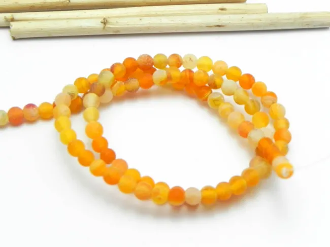 Sirag agate frosted 4mm portocaliu