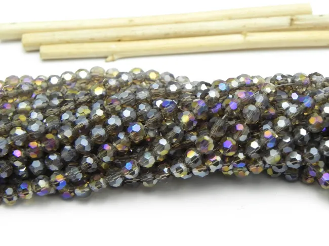 Margele cristal rotund fatetat 4mm smoke AB (sirag)
