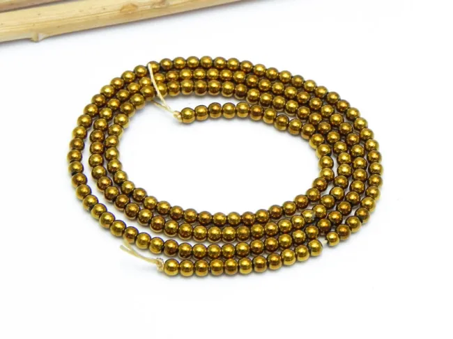 Margele sticla electroplacate 2.5mm auriu inchis (sirag)