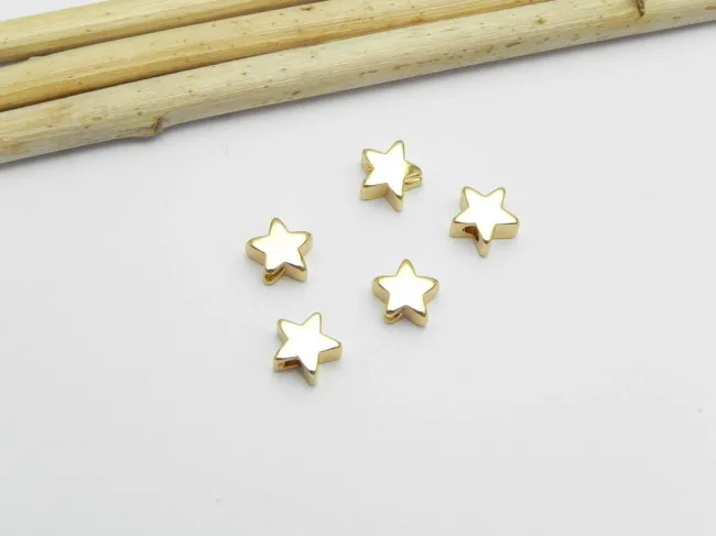Margele de alama stea 6x6mm placate cu aur (1buc)