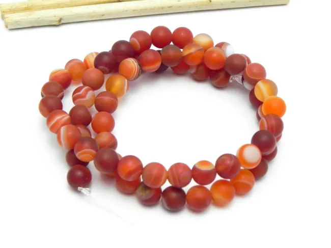 Sirag agate striped frosted 6mm caramiziu