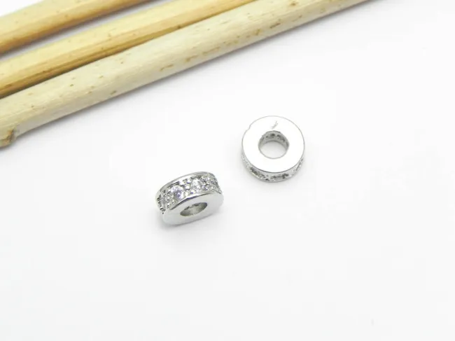 Distantier Cubic Zirconia 7x3mm argintiu (1buc)