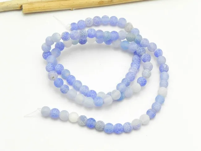 Sirag agate frosted 4mm albastru pal