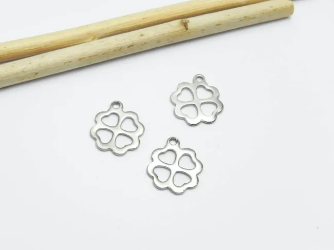 Charm otel inoxidabil trifoi 12x11mm