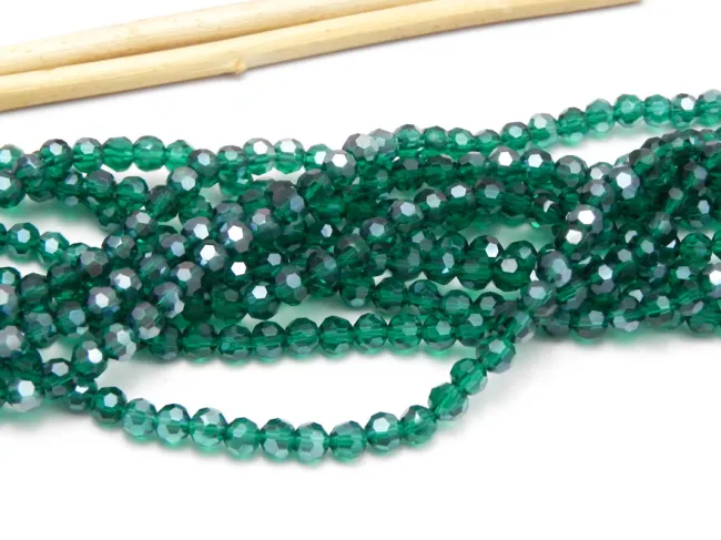 Margele cristal rotund fatetat 4mm smarald luster (sirag)