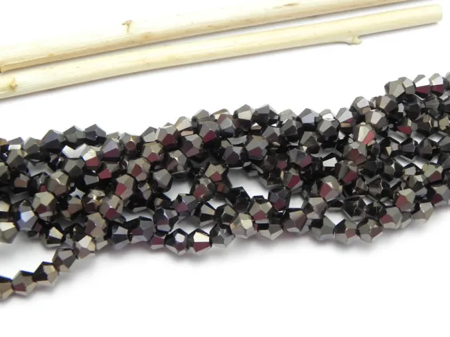 Margele cristal biconic electroplacat 4mm maro metalic (sirag)