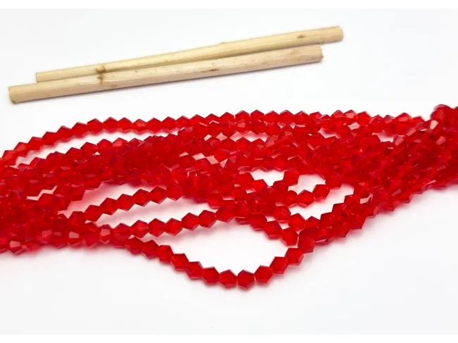 Margele cristal biconic 4mm rosu (sirag)