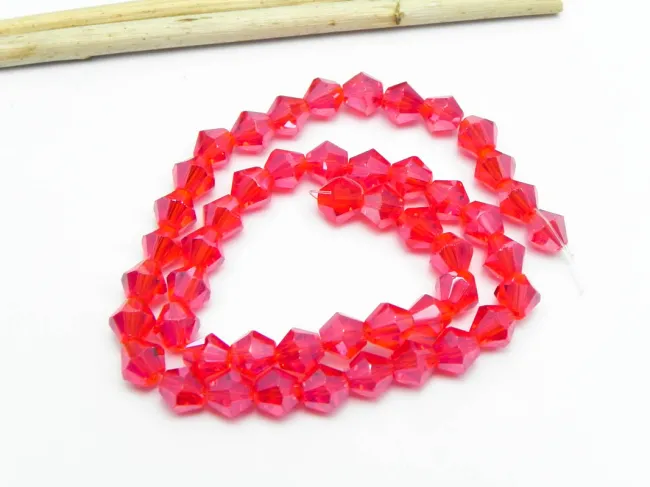 Margele cristal biconic 6mm rosu luster (sirag)