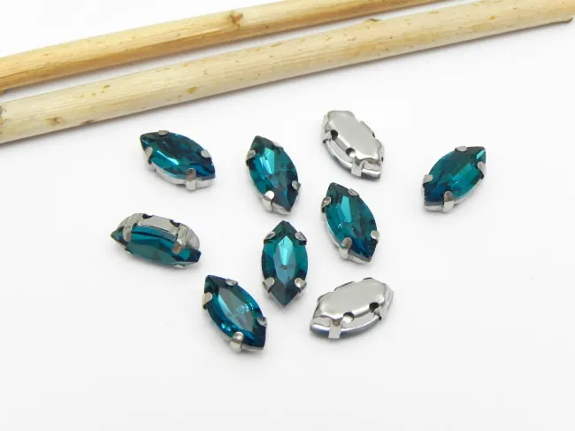 Distantier montee cu rhinestone de cristal 10x5mm capri blue