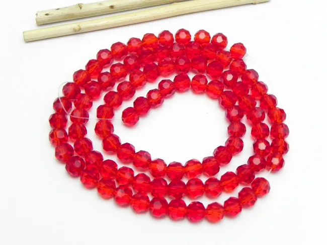 Margele cristal rotund fatetat 6mm rosu (sirag)