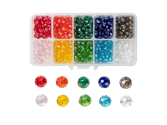 Kit margele cristale rondele 6x4mm 500 buc + cutie cadou