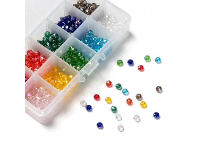 Kit margele cristale rondele 6x4mm 500 buc + cutie cadou