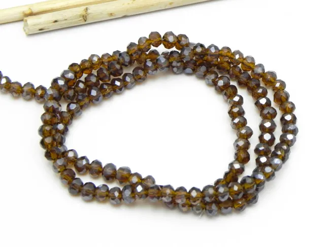 Margele cristal rondel fatetat 4x3mm maro luster (sirag)