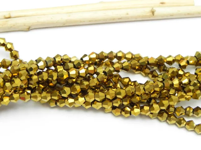 Margele cristal biconic electroplacat 3mm auriu (sirag)