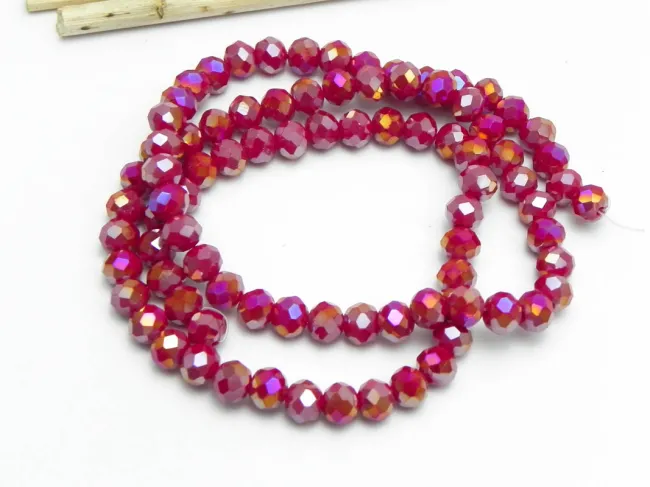 Margele cristal rondel fatetat 6x4mm rubin opac AB (sirag)
