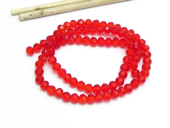 Margele cristal rondel fatetat 6x4mm rosu (sirag)