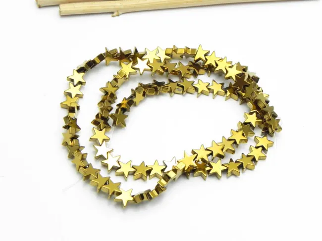 Sirag Hematit steluta 6x6mm auriu