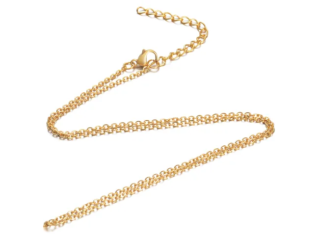 Lant otel inoxidabil auriu cu inchizatoare si prelungitor 45cm