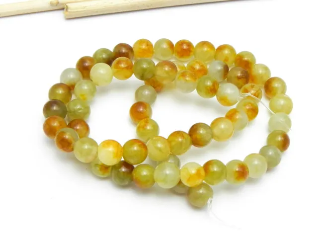 Sirag jad sfere 6mm verde olive portocaliu