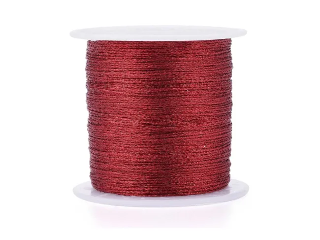 Rola snur metalic poliester impletit 0.4mm bordo (50m)