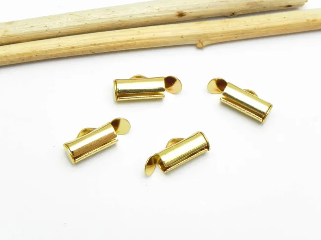 Capat miyuki/toho slide tube otel inoxidabil 10x5.5x4mm placat cu aur 18K (2buc)