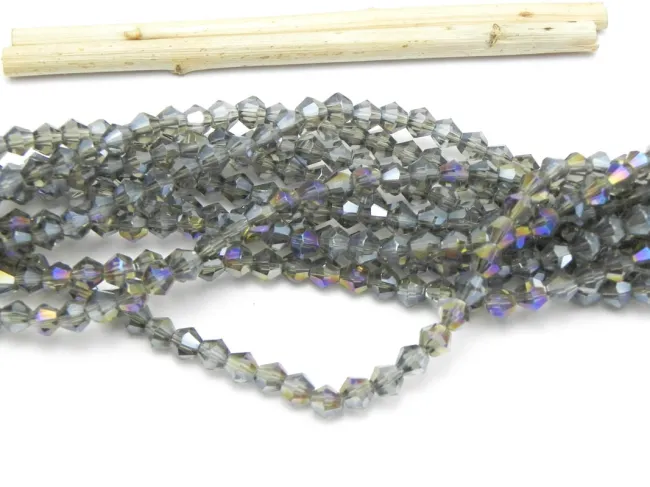 Margele cristal biconic 4mm gri AB (sirag)