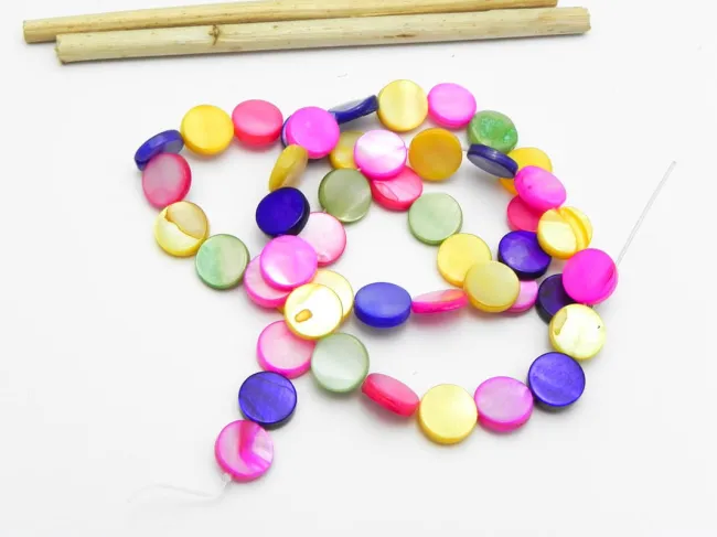 Sirag sidef rotund plat 8x3mm multicolor