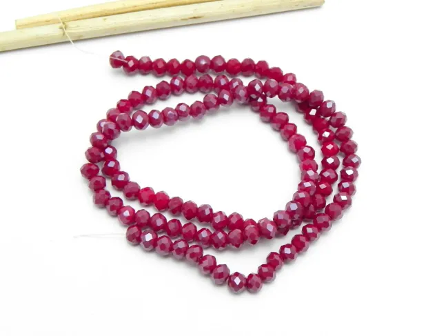 Margele cristal rondel fatetat 4x3mm rubin opac luster (sirag)