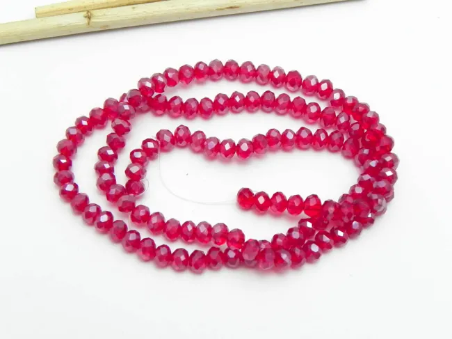 Margele cristal rondel fatetat 4x3mm rosu luster (sirag)