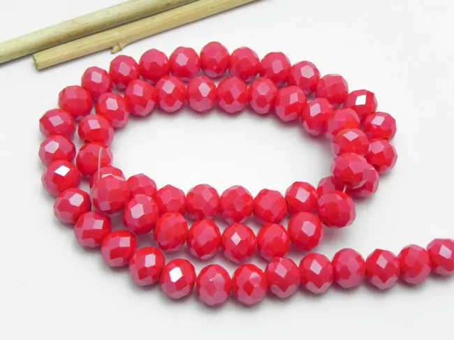 Margele cristal rondel fatetat 8x6mm crimson opac lustered (sirag)