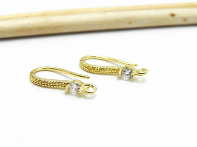 Tortite cubic zirconia 17x2.5mm placat cu aur 18K (2buc)