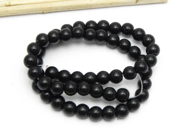Margele sticla 6mm negru (sirag)