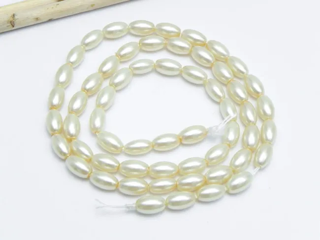 Sirag perle de sticla ovale 9x6mm ivory inchis