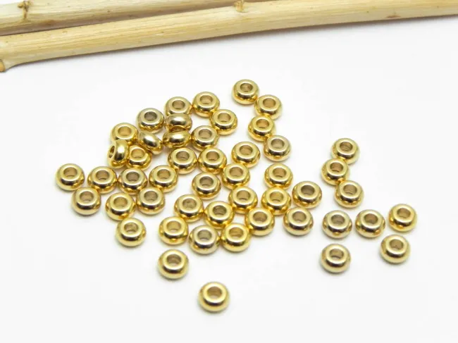 Margele otel inoxidabil disc 4x2mm placat cu aur 18K (1buc)