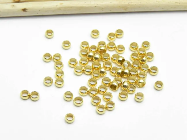 Margele otel inoxidabil 3x2mm placat cu aur 18K (1buc)