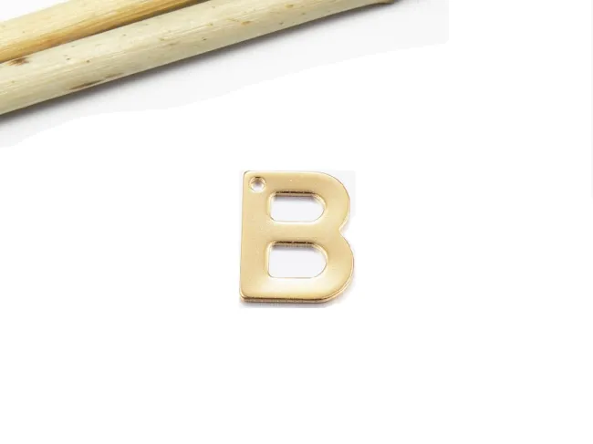 Charm otel inoxidabil auriu 12x6~10mm litera B