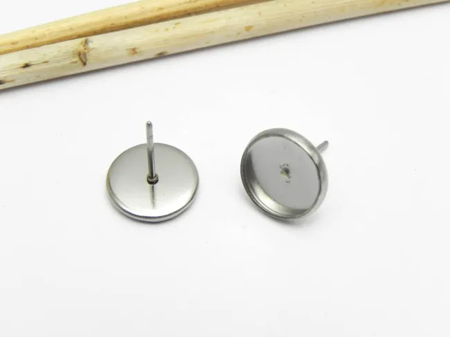 Tortite cercei otel inoxidabil 304 cu platou 10mm (2buc)