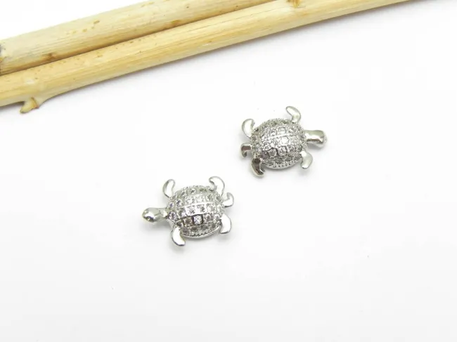 Distantier cubic zirconia testoasa 11x9mm argintiu (1buc)