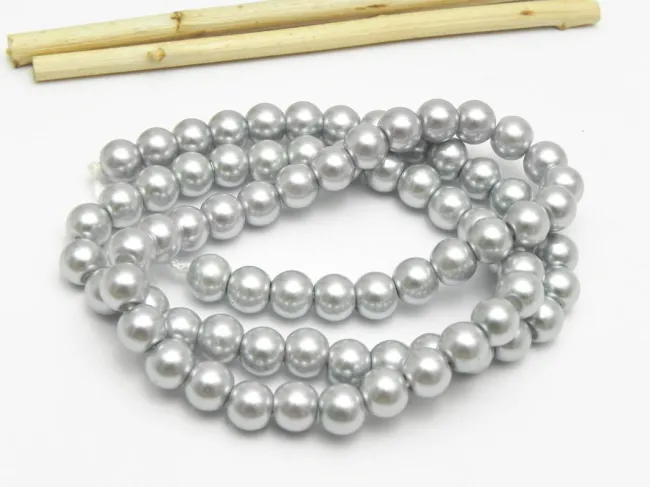 Perle de sticla calitate a 6mm gri deschis (sirag)