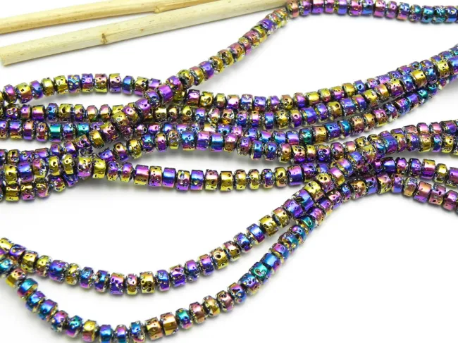 Sirag lava electroplacata rondel 4x3mm metalic mix