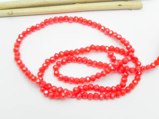 Margele cristal rondel 3x2mm portocaliu opac lustered (sirag)