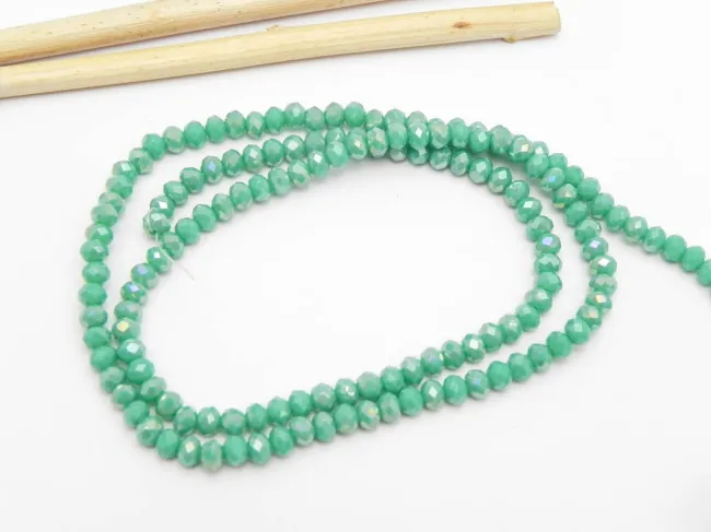 Margele cristal rondel 3x2mm turcoaz opac lustered (sirag)