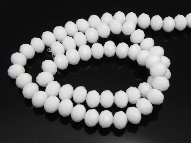 Margele cristal rondel fatetat 8x6mm alb opac (sirag)