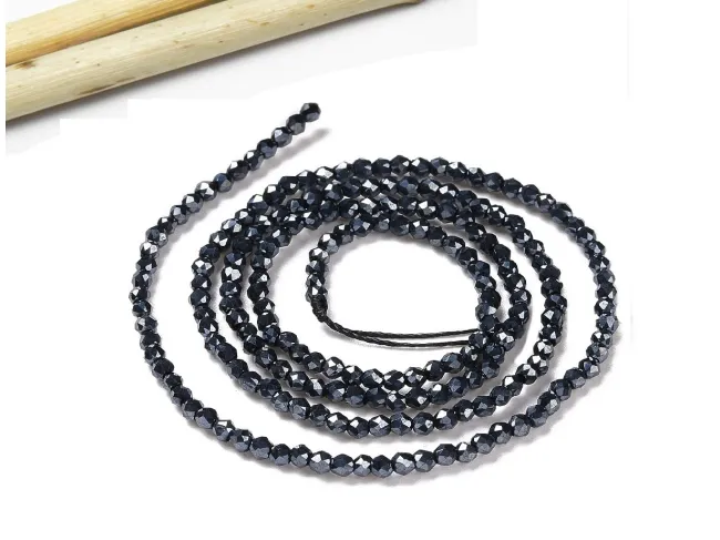 Margele cristal rotund fatetat electroplacat 2mm hematit (sirag)