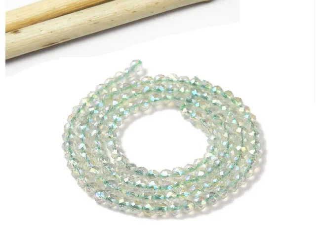 Margele cristal rotund fatetat 3mm verzui transparent AB (sirag)