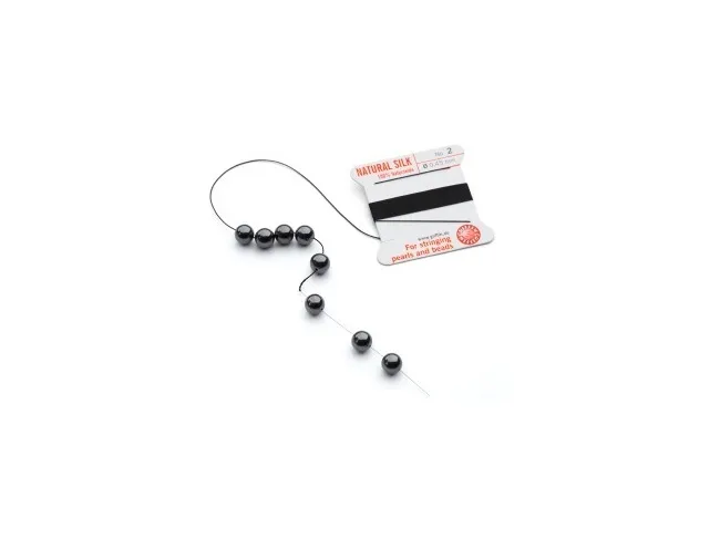 Fir matase naturala pentru insirat perle si margele nr 2 - 0.45mm negru (2metri)