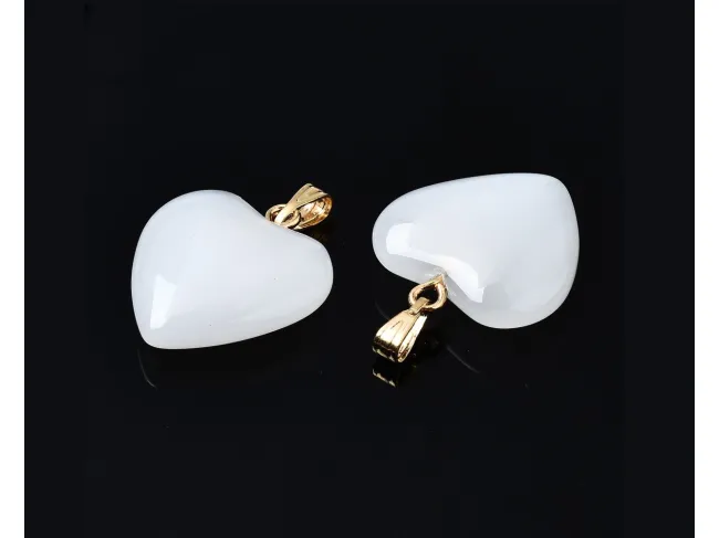 Pandantiv sticla inima 22x20mm alb