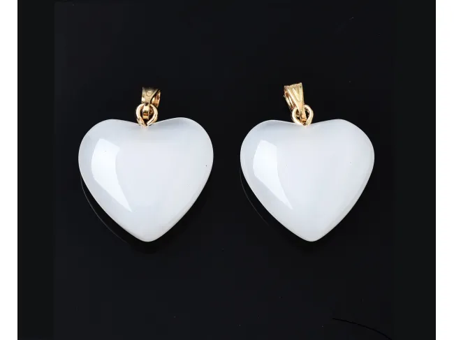 Pandantiv sticla inima 22x20mm alb